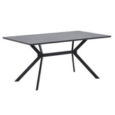 Kortárs stílusú, matt fekete színű fém étkezőasztal magas minőségű, fekete színű MDF asztallappal